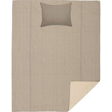 Sawyer Mill Charcoal Ticking Stripe Twin Quilt Set; 1-Quilt 68Wx86L w/1 Sham 21x27 VHC Brands - The Fox Decor